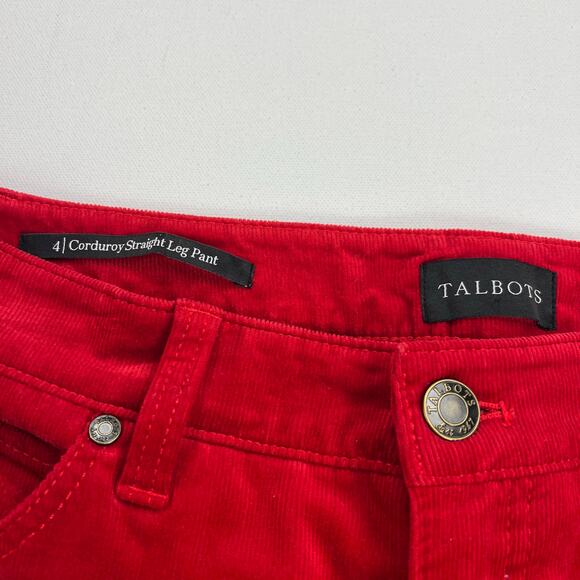 Talbots Corduroy Straight Leg Pant Jeans Cherry Red Mid Rise Size 4 - Picture 5 of 11